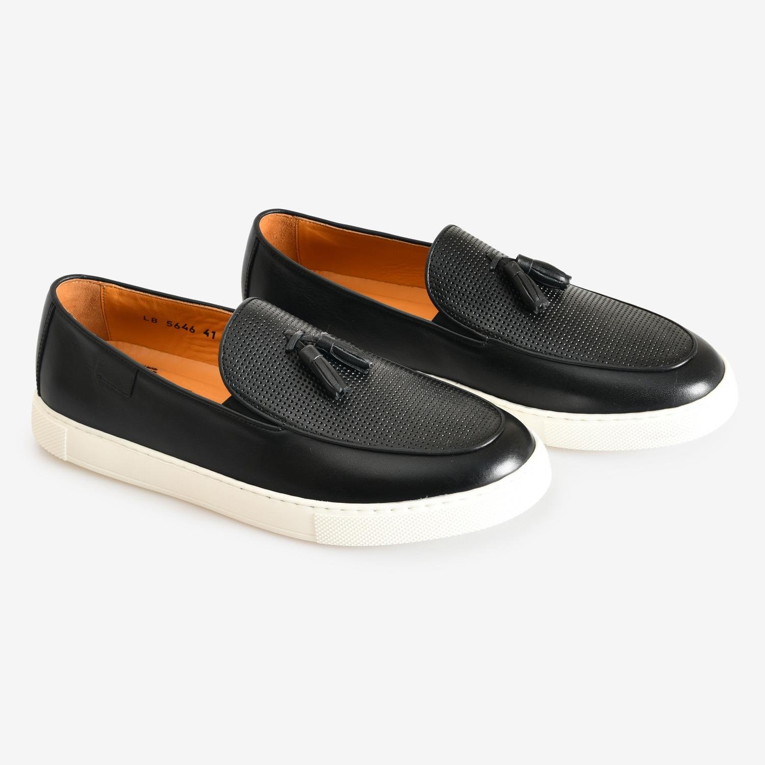 Siyah Deri Püsküllü Erkek Loafer