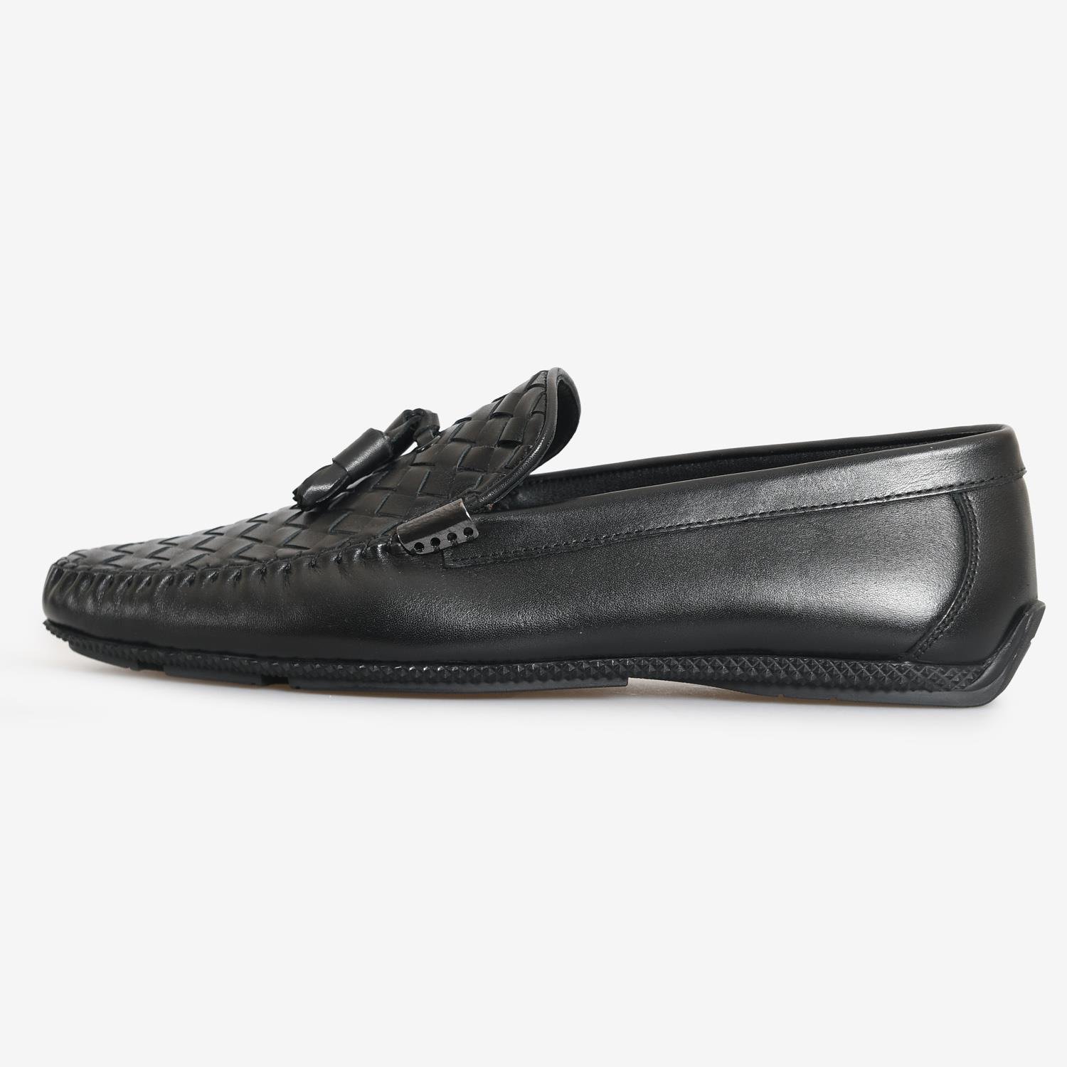 Siyah Deri Püsküllü Loafer Ayakkabı