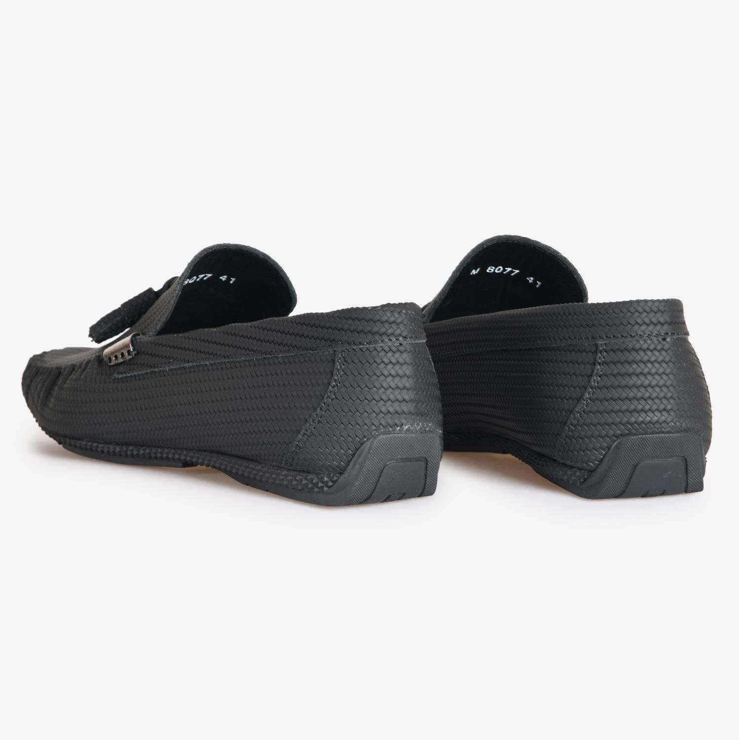 Siyah Deri Püsküllü Loafer Ayakkabı