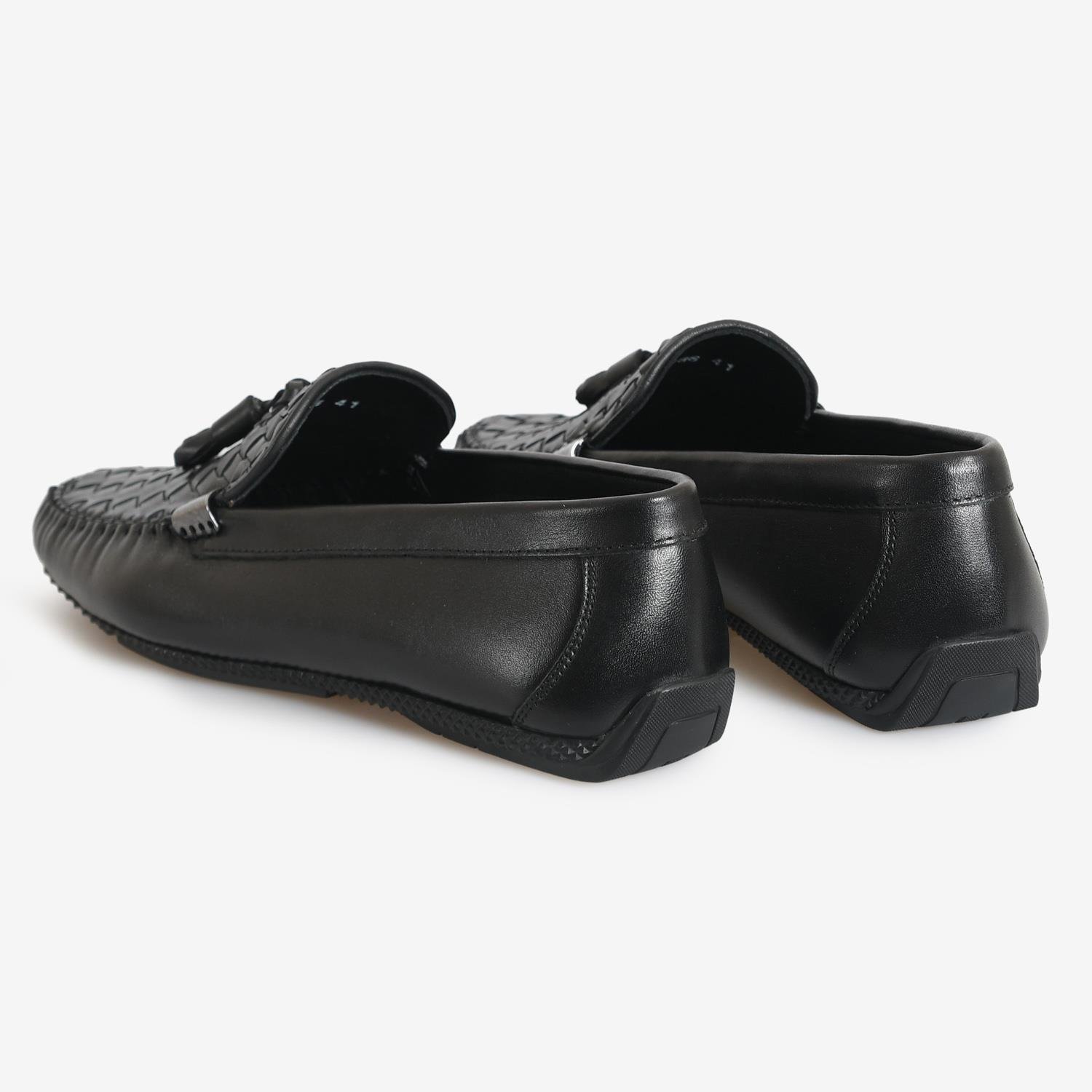 Siyah Deri Püsküllü Loafer Ayakkabı