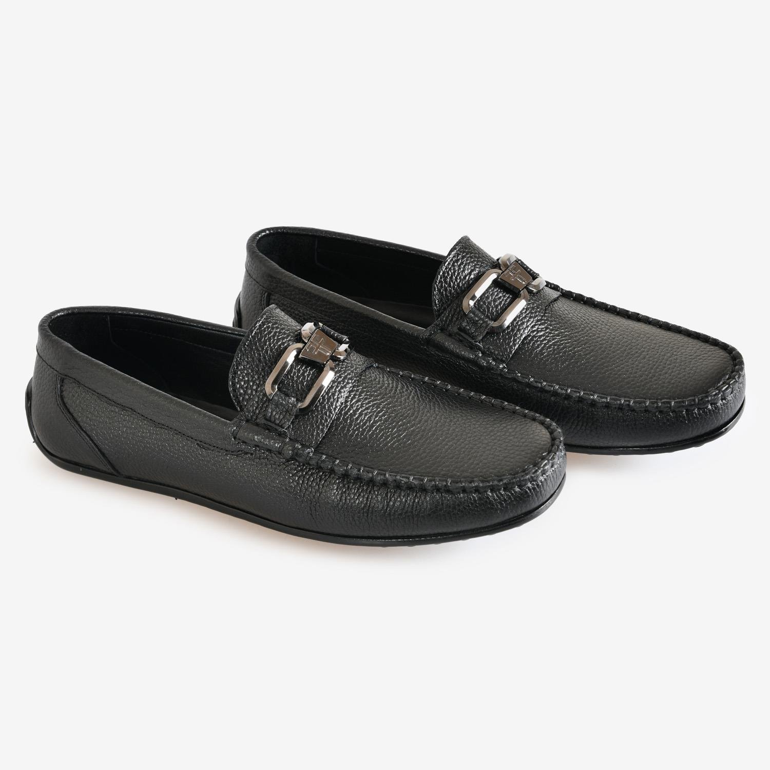 Siyah Deri Toka Detaylı Erkek Loafer