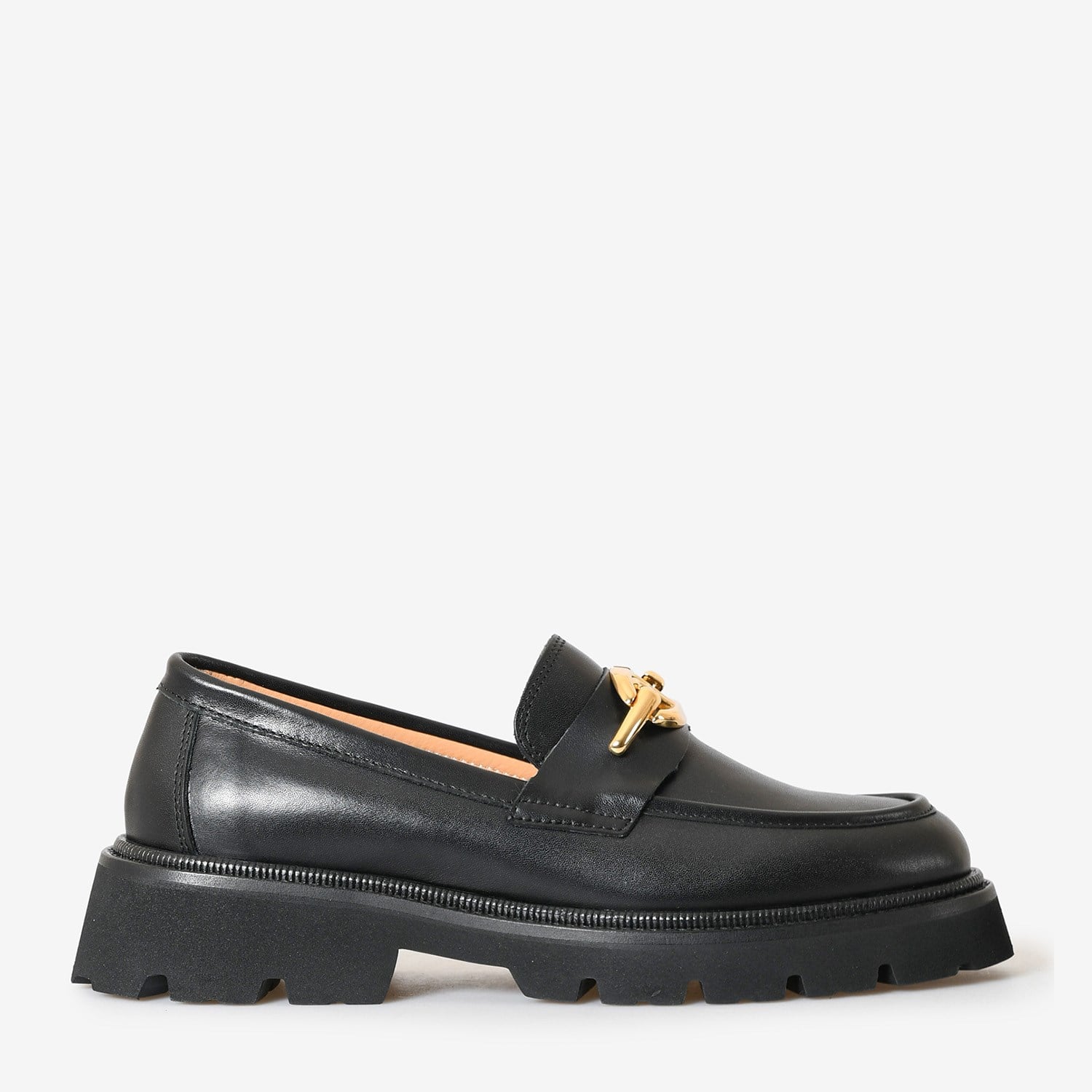 Siyah Deri Toka Detaylı Kadın Loafer