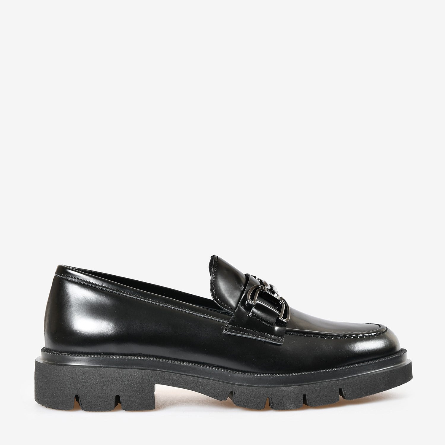 Siyah Deri Toka Detaylı Kadın Loafer