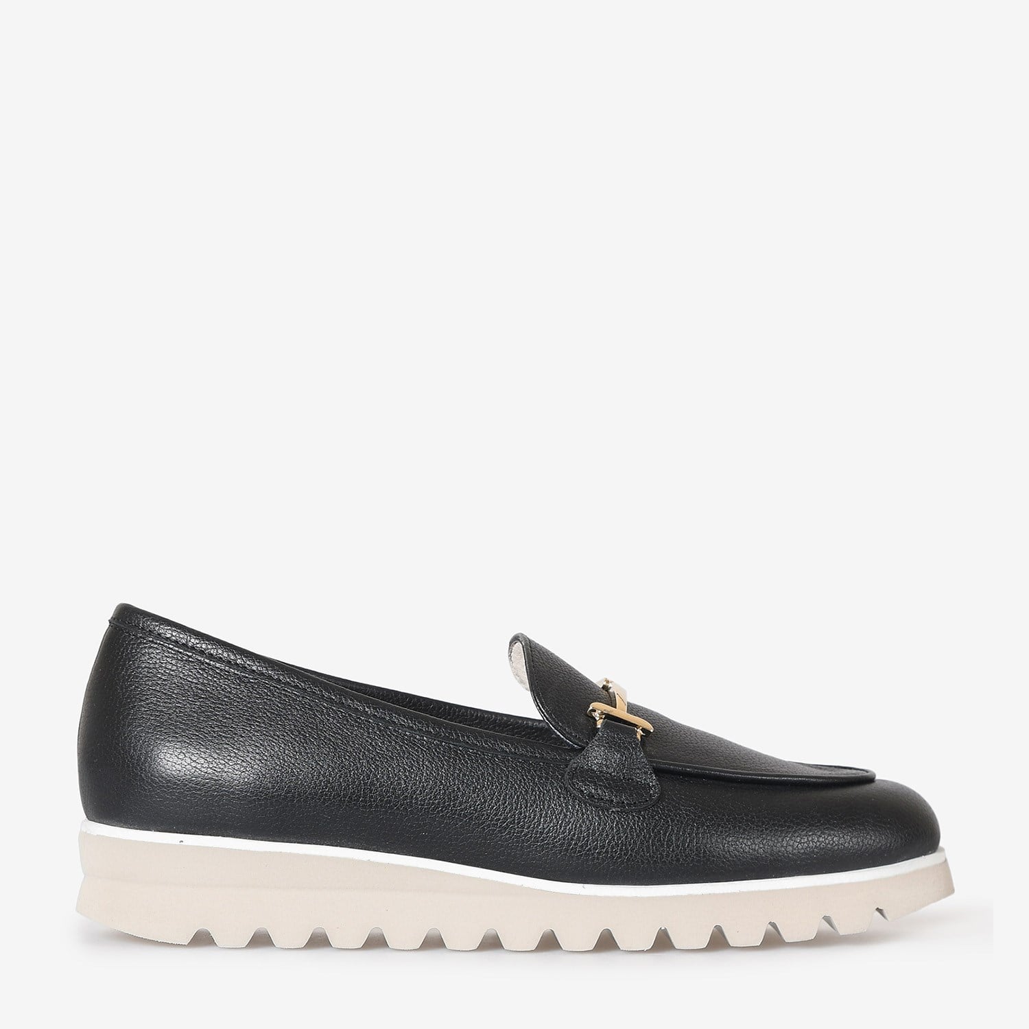 Siyah Deri Toka Detaylı Kadın Loafer