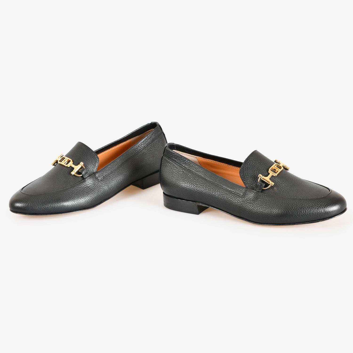 Siyah Deri Tokalı Kadın Loafer
