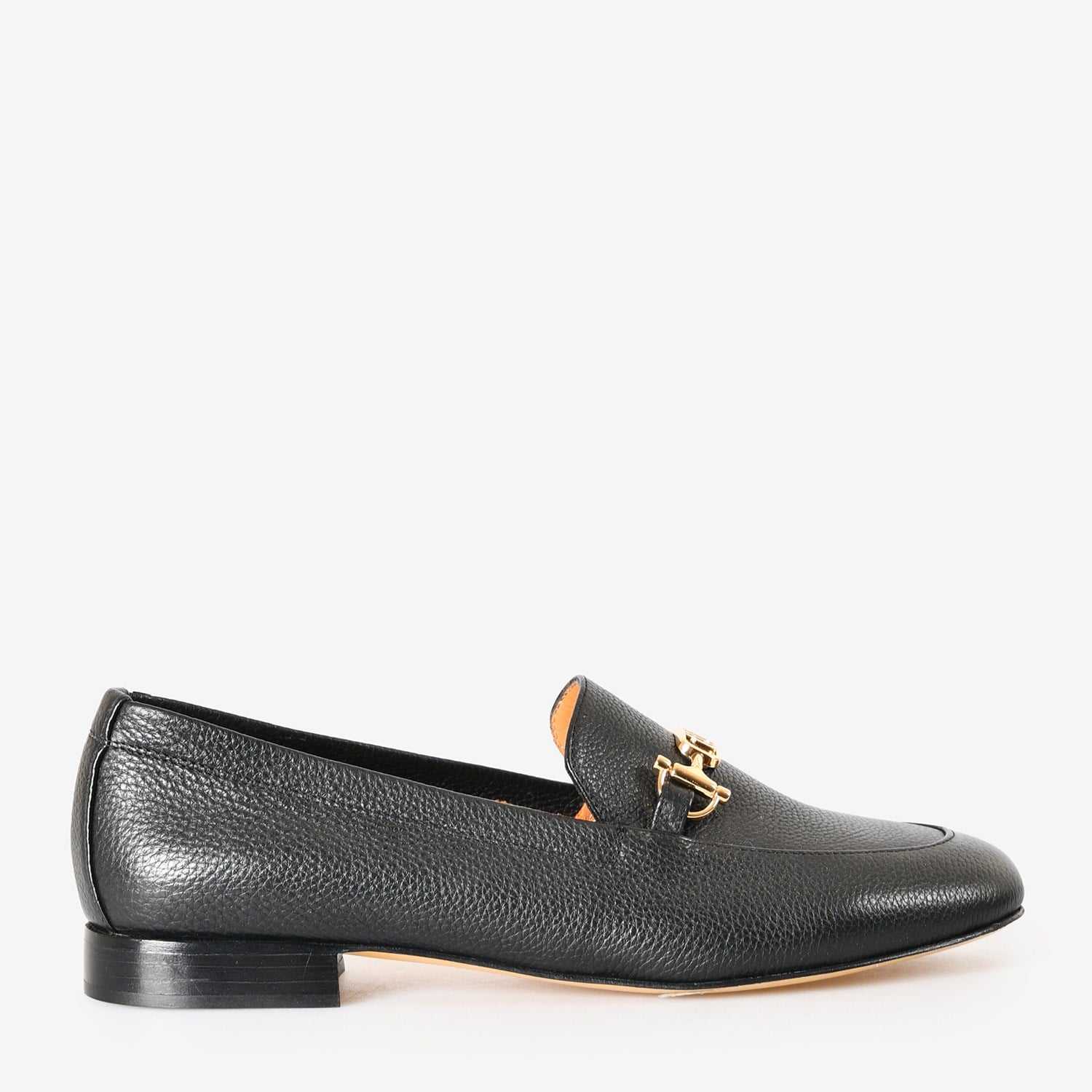 Siyah Deri Tokalı Kadın Loafer