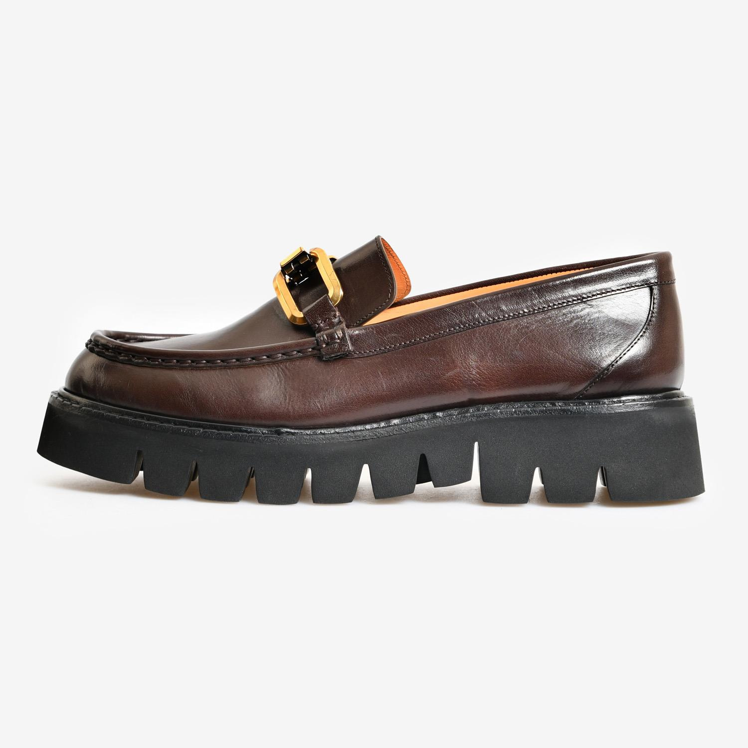 Siyah Deri Tokalı Kadın Loafer