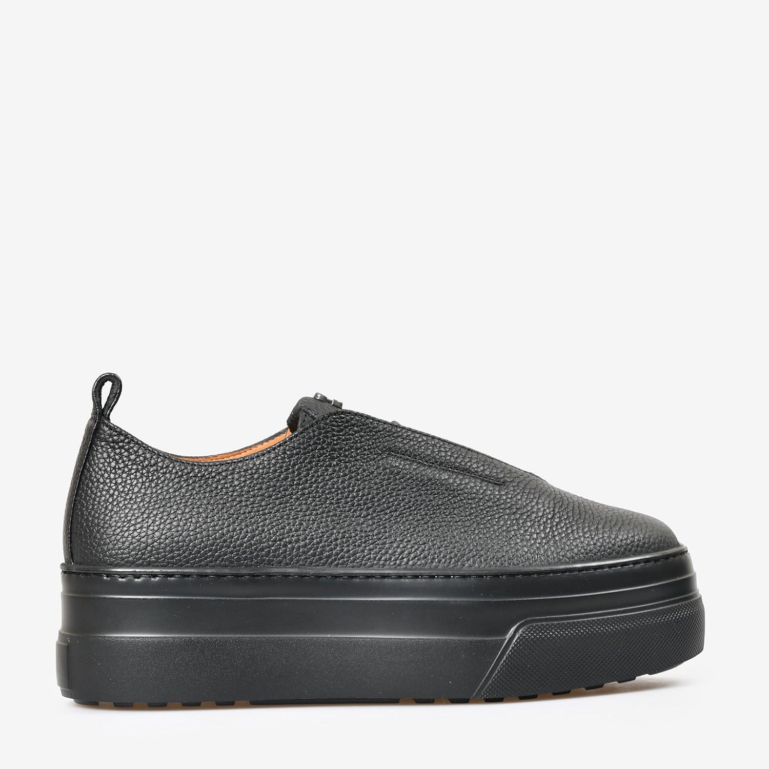 Siyah Deri Yüksek Taban Kadın Sneaker