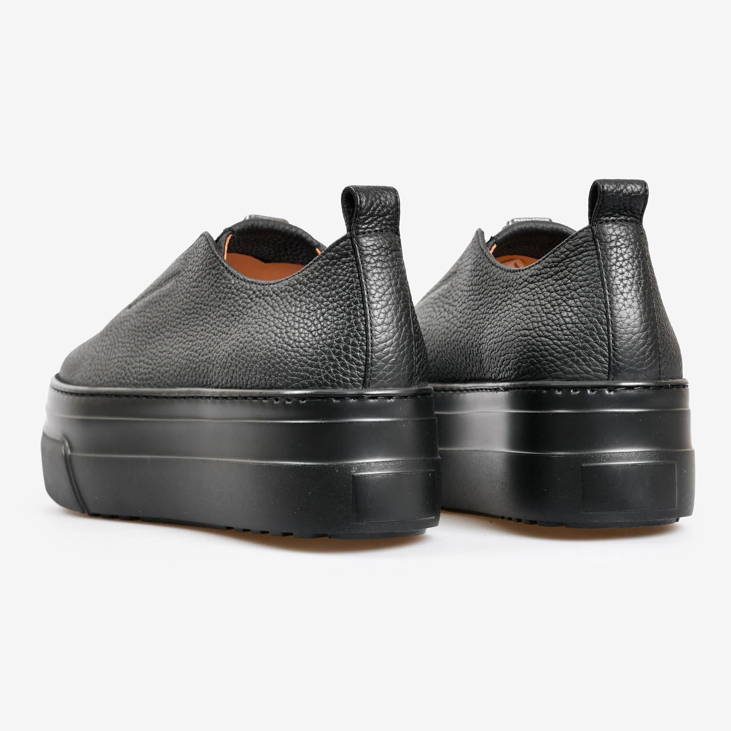 Siyah Deri Yüksek Taban Kadın Sneaker