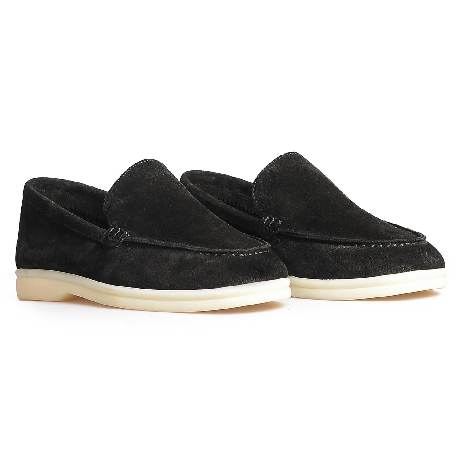 Siyah Düz Süet Kadın Loafer