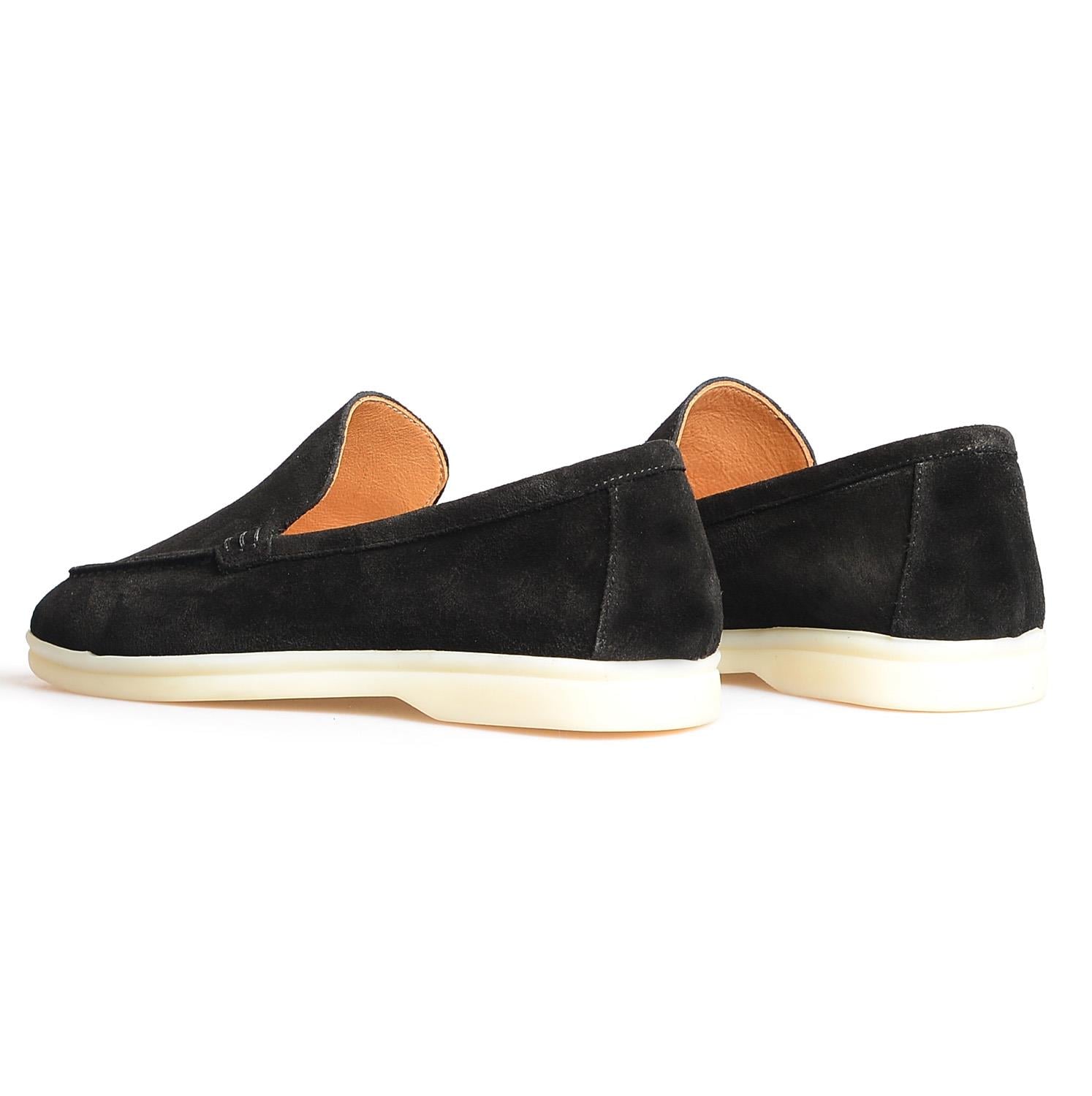 Siyah Düz Süet Kadın Loafer