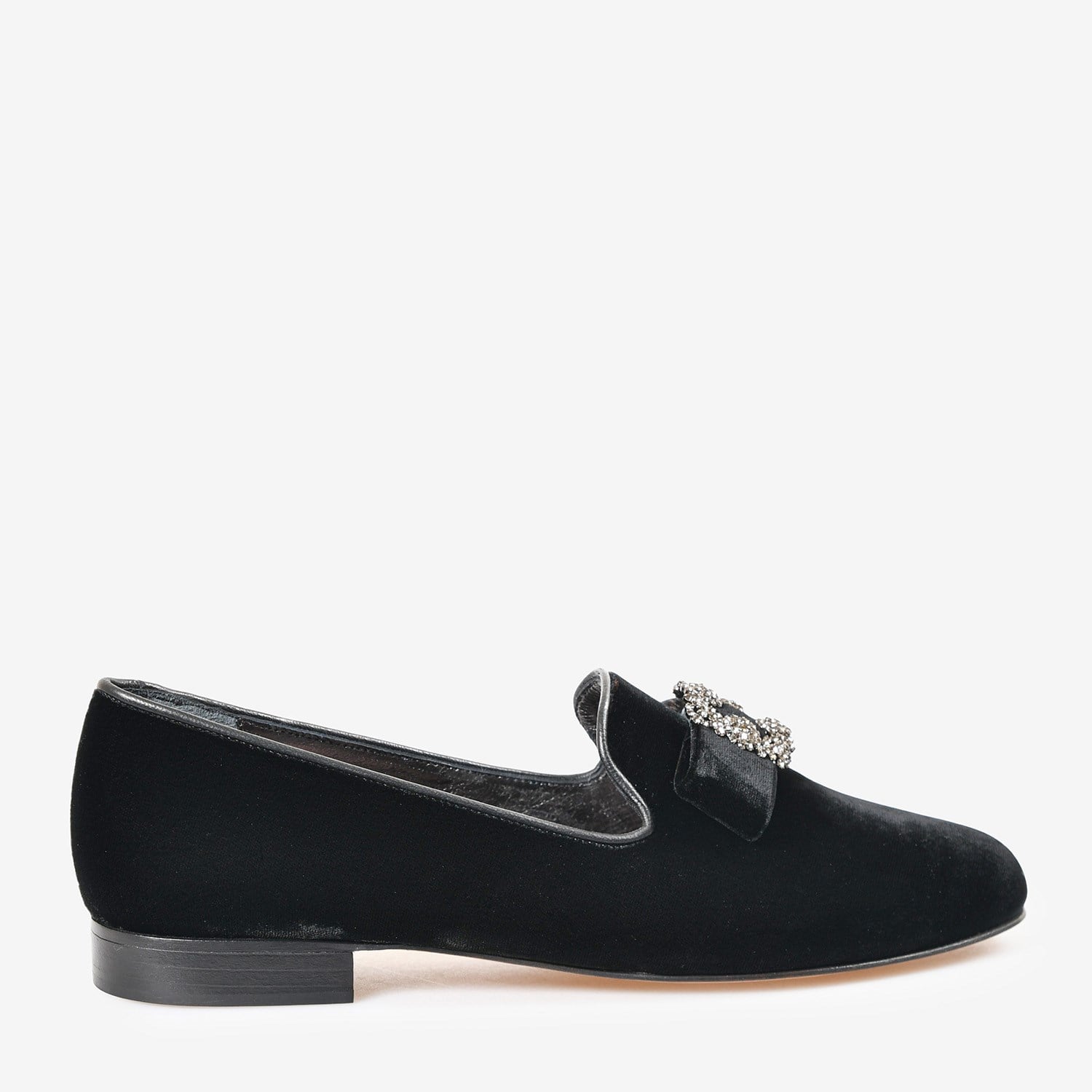 Siyah Kadife Tokalı Kadın Loafer