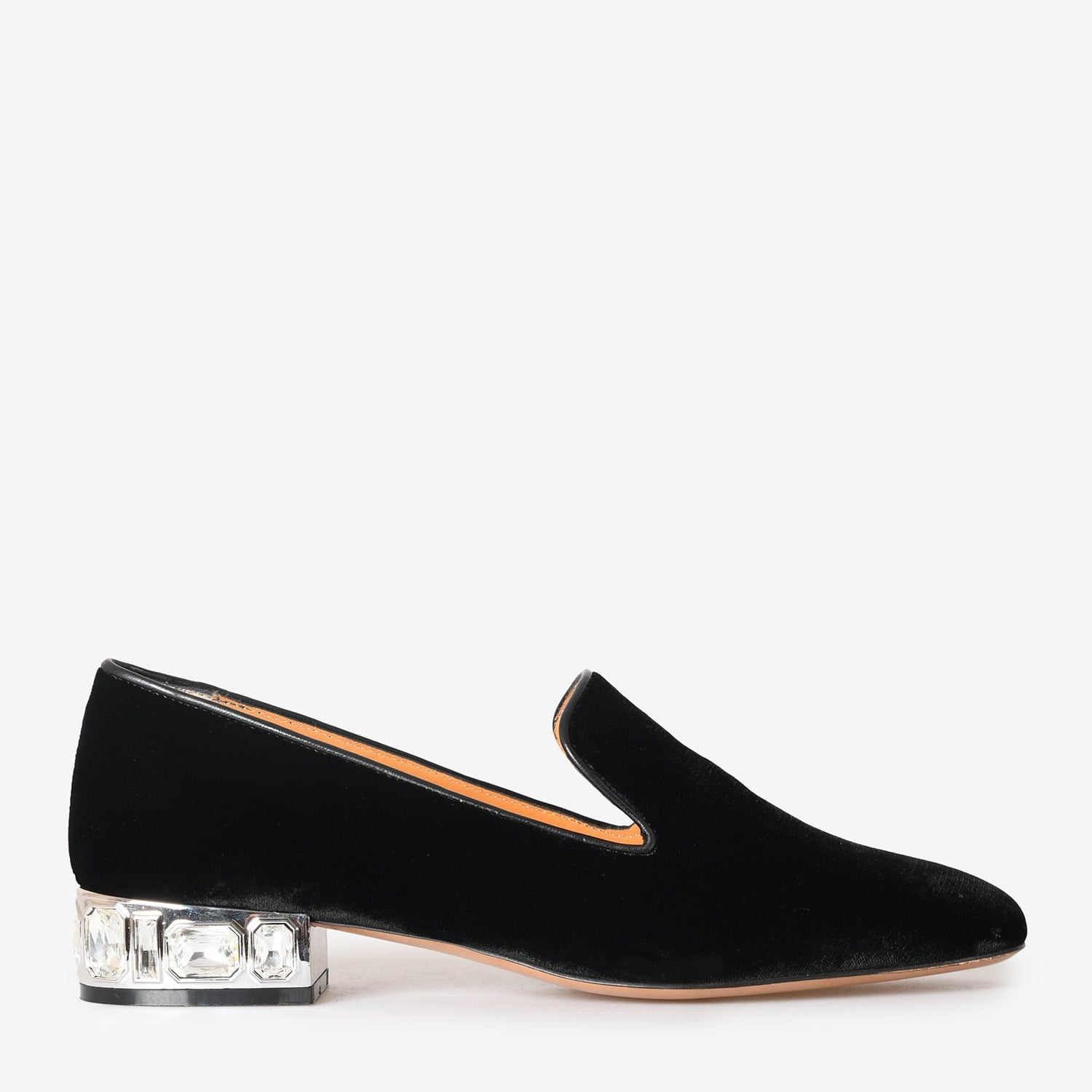 Siyah Kadife Topuk Detaylı Kadın Loafer