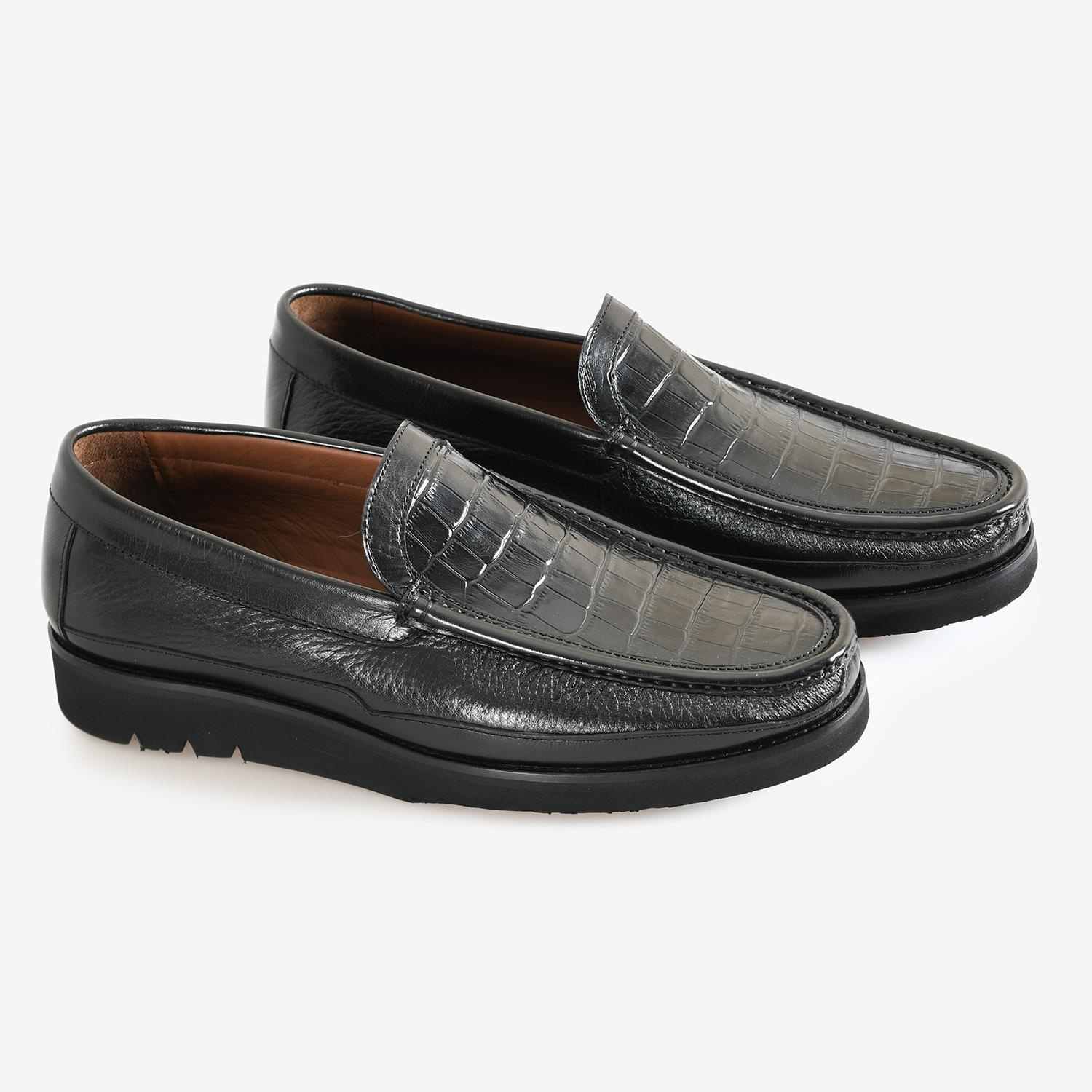 SİYAH KROKO DERİ ERKEK LOAFER