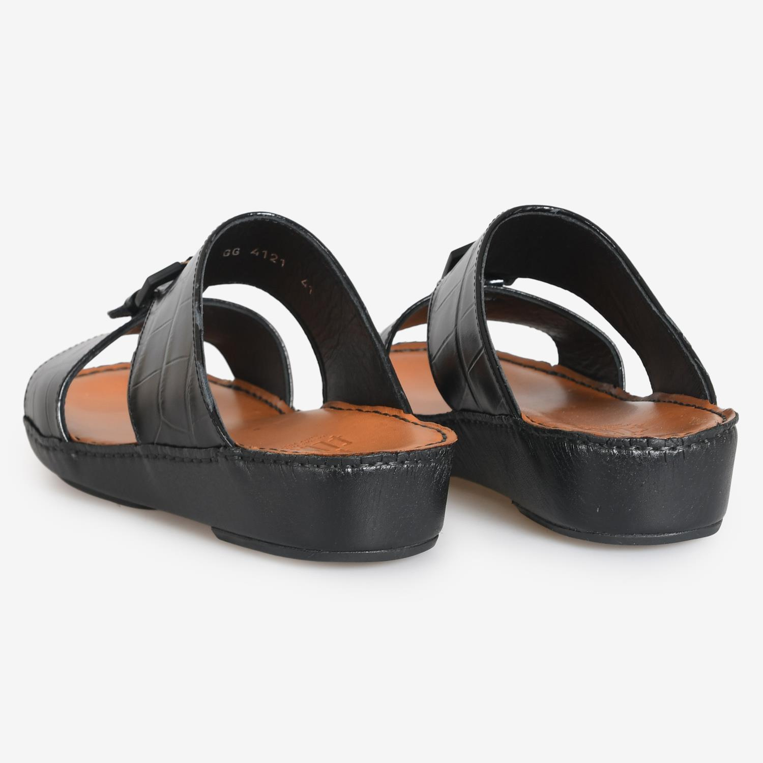 Siyah Kroko Deri Erkek Terlik