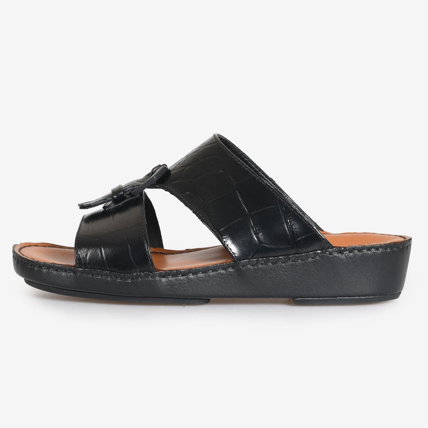 Siyah Kroko Deri Erkek Terlik