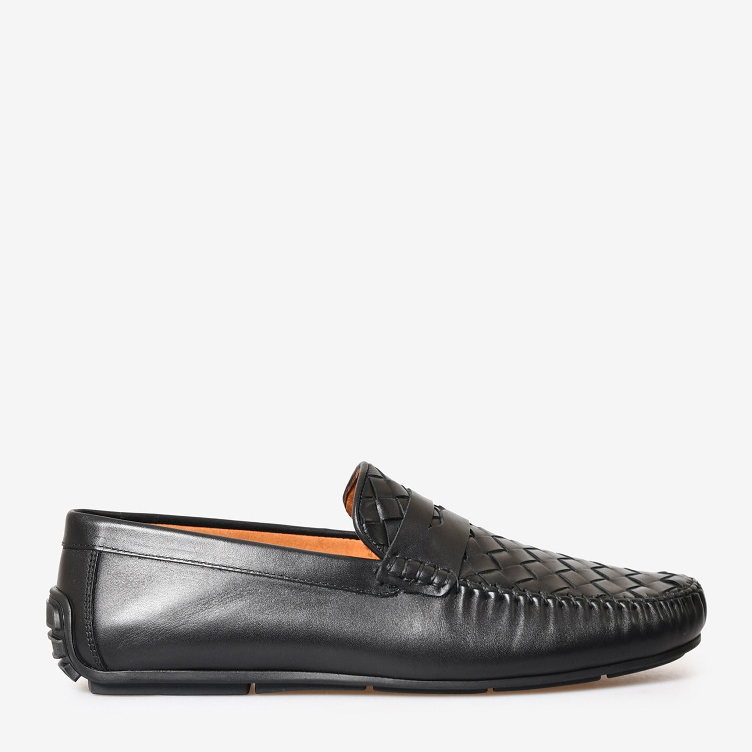Siyah Örgü Deri Erkek Loafer