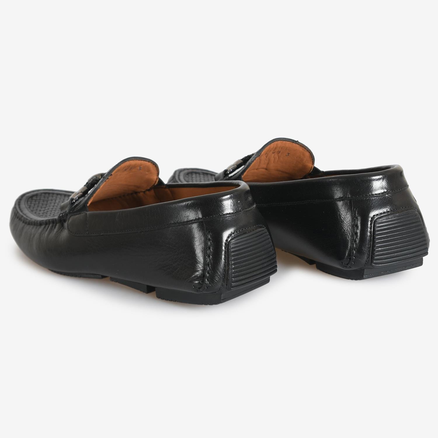 Siyah Örgü Deri Erkek Loafer