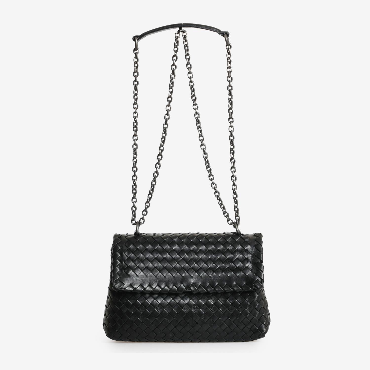 Siyah Örgü Deri Kadın Askılı Çanta