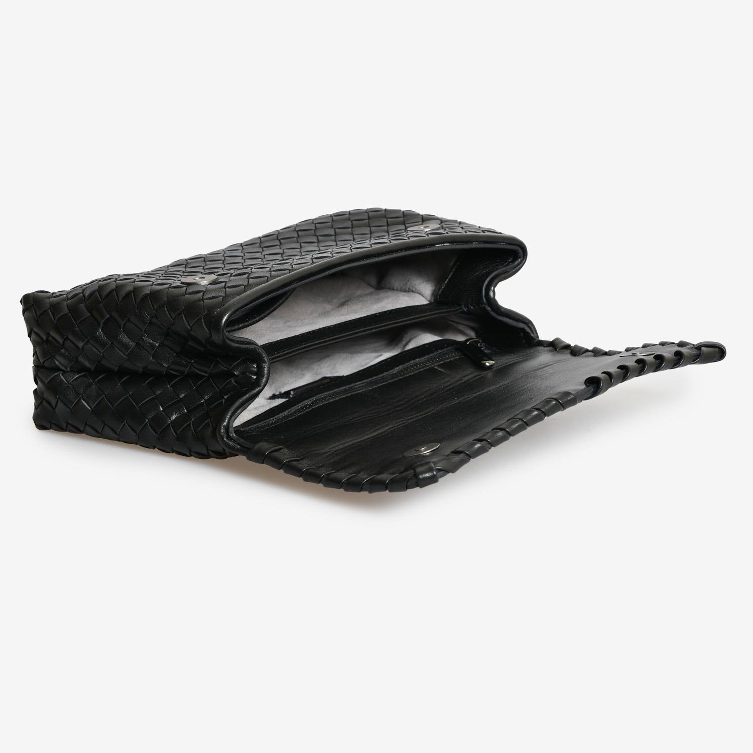 Siyah Örgü Deri Kadın Askılı Çanta