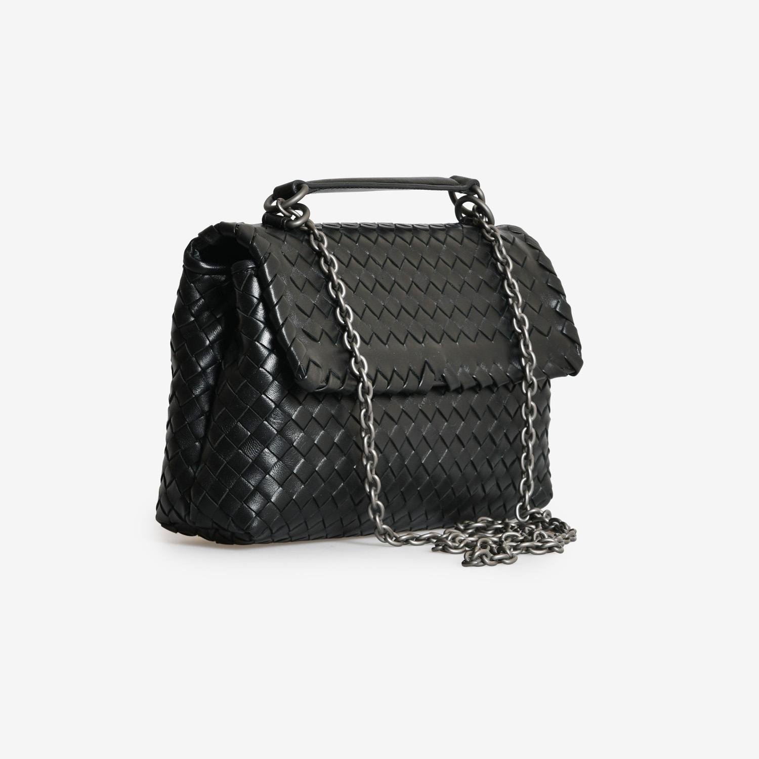 Siyah Örgü Deri Kadın Askılı Çanta