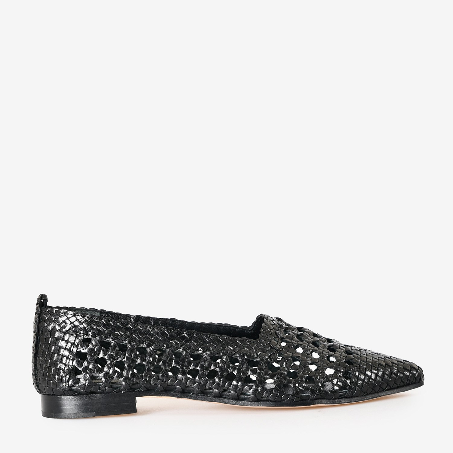 Siyah Örgü Deri Kadın Loafer