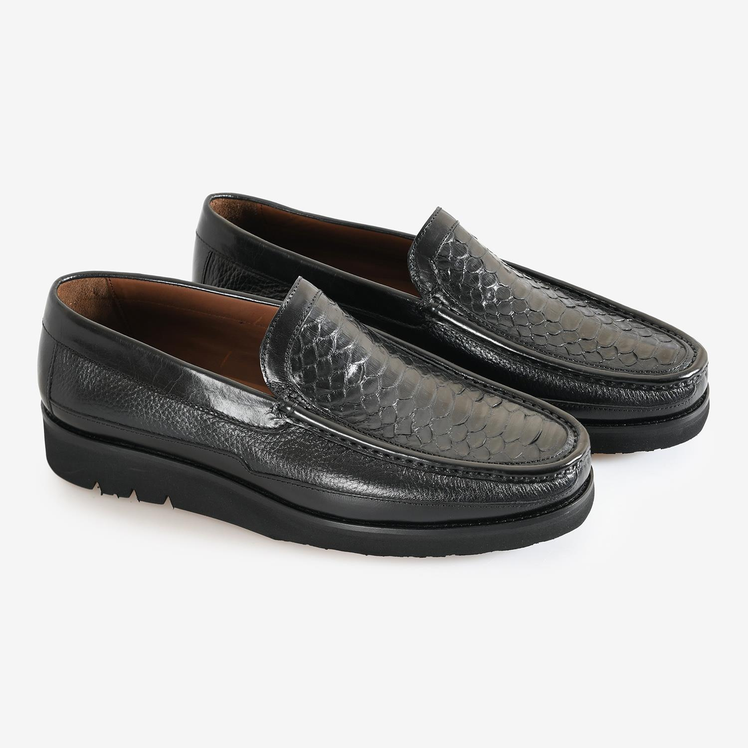 SİYAH PİTON DERİ ERKEK LOAFER