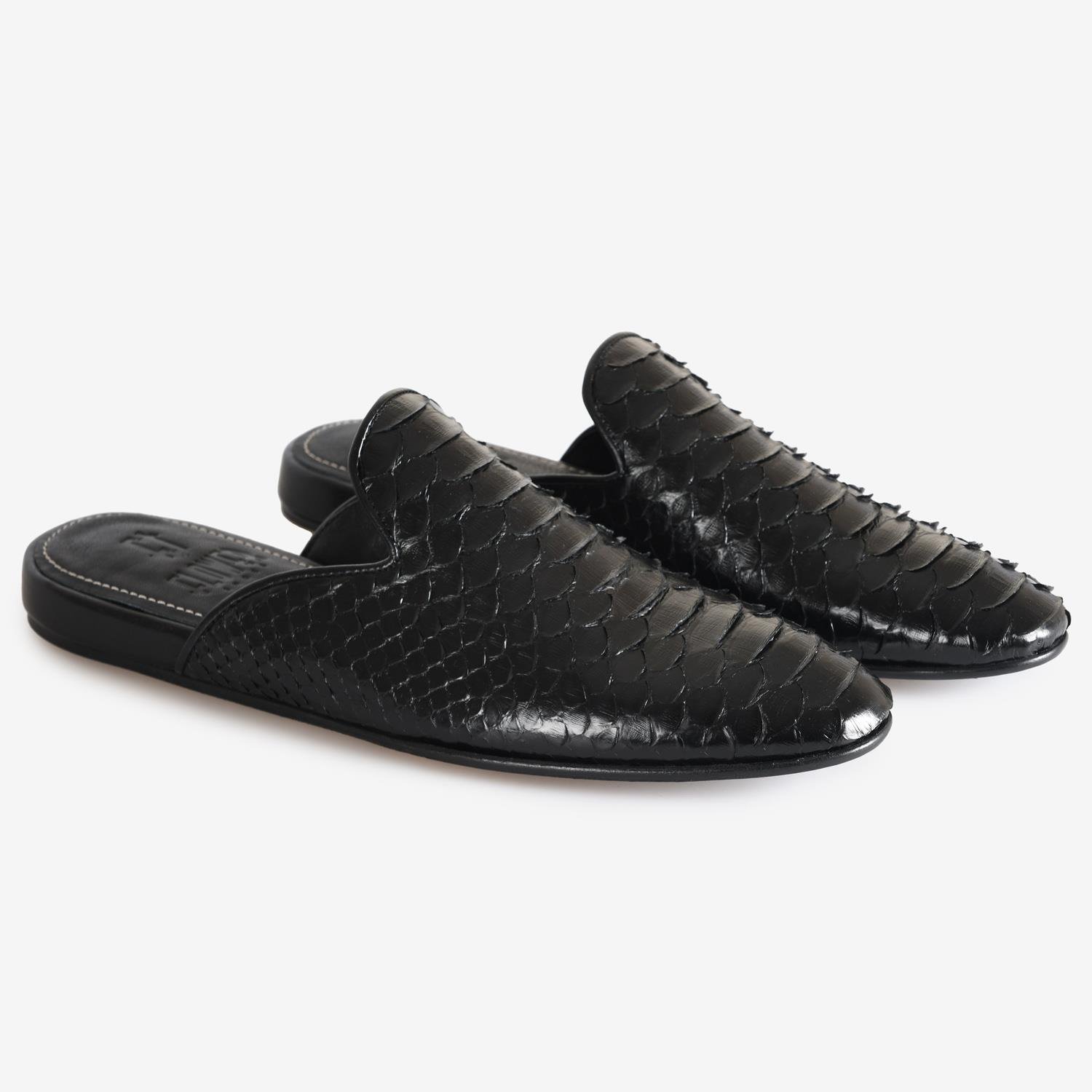 Siyah Piton Deri Erkek Terlik