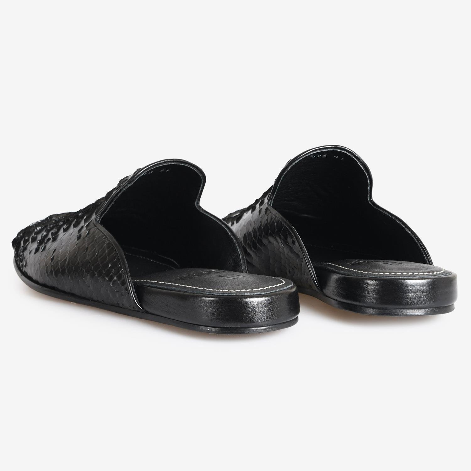 Siyah Piton Deri Erkek Terlik