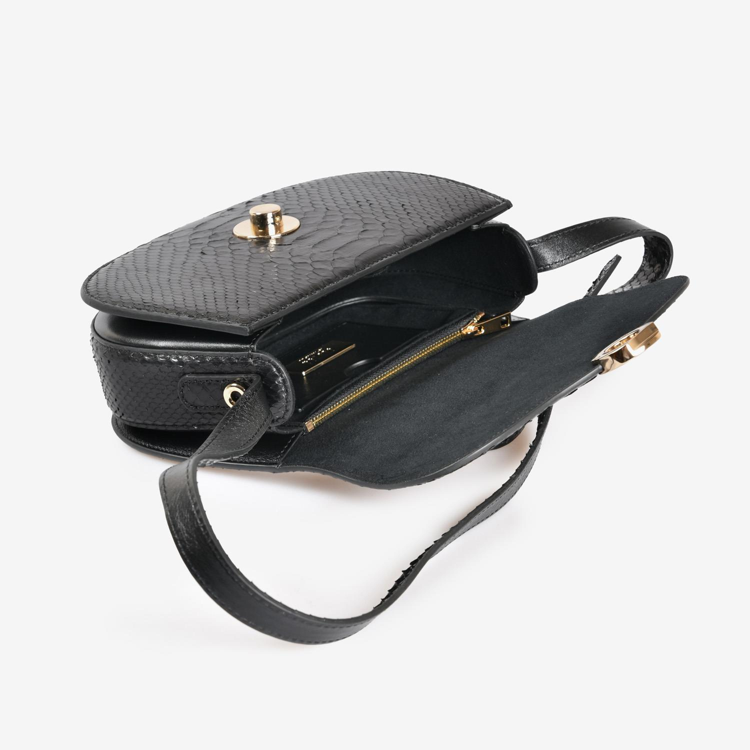 Siyah Piton Deri Kadın Askılı Çanta