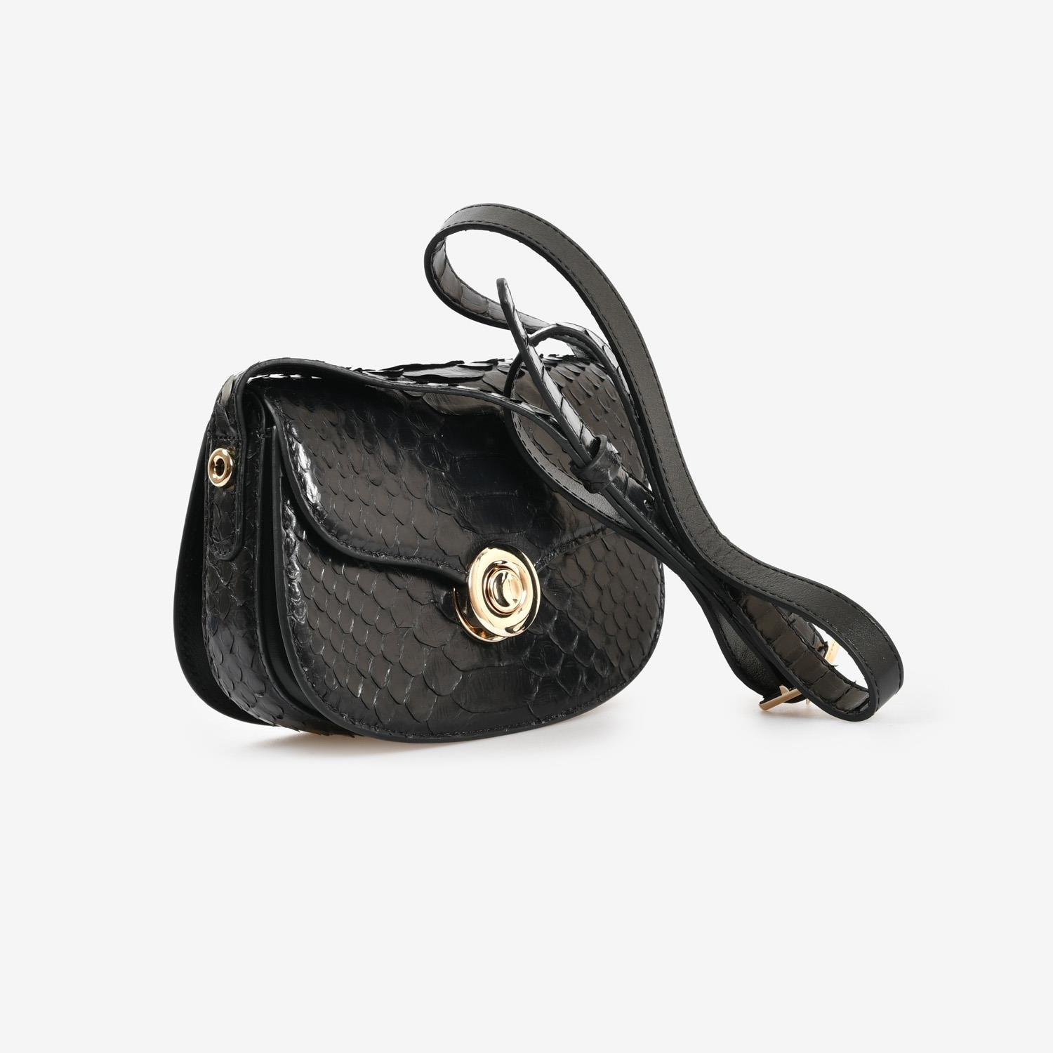 Siyah Piton Deri Kadın Askılı Çanta