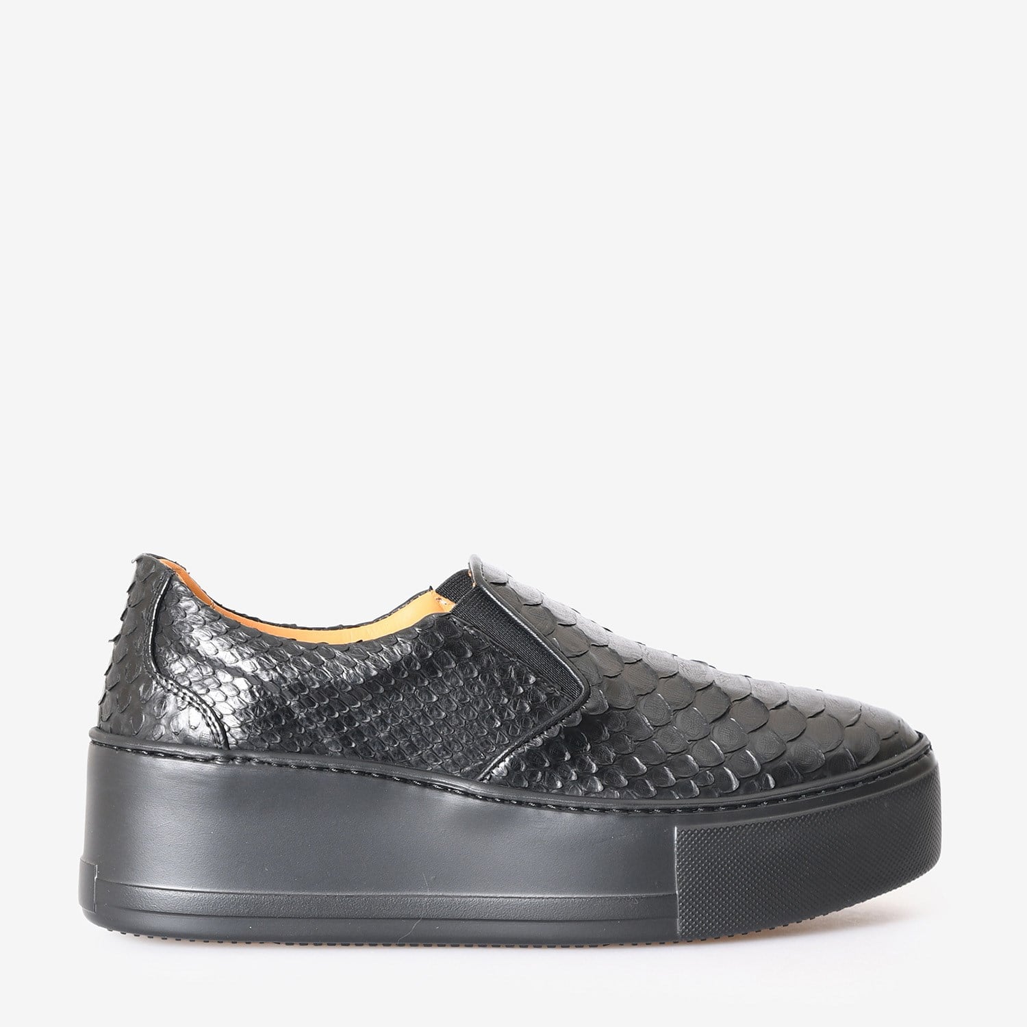 Siyah Piton Deri Kadın Sneaker