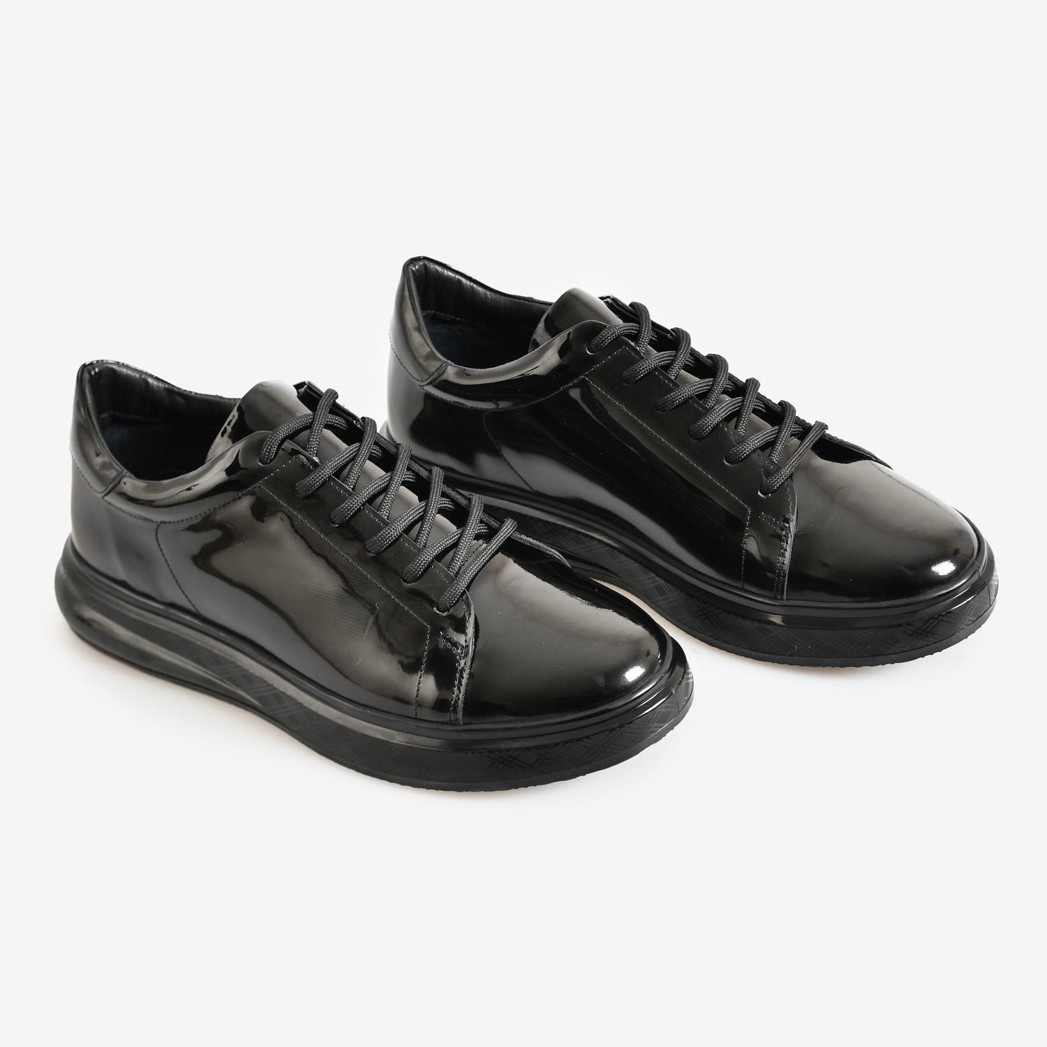 Siyah Rugan Bağcıklı Erkek Sneaker