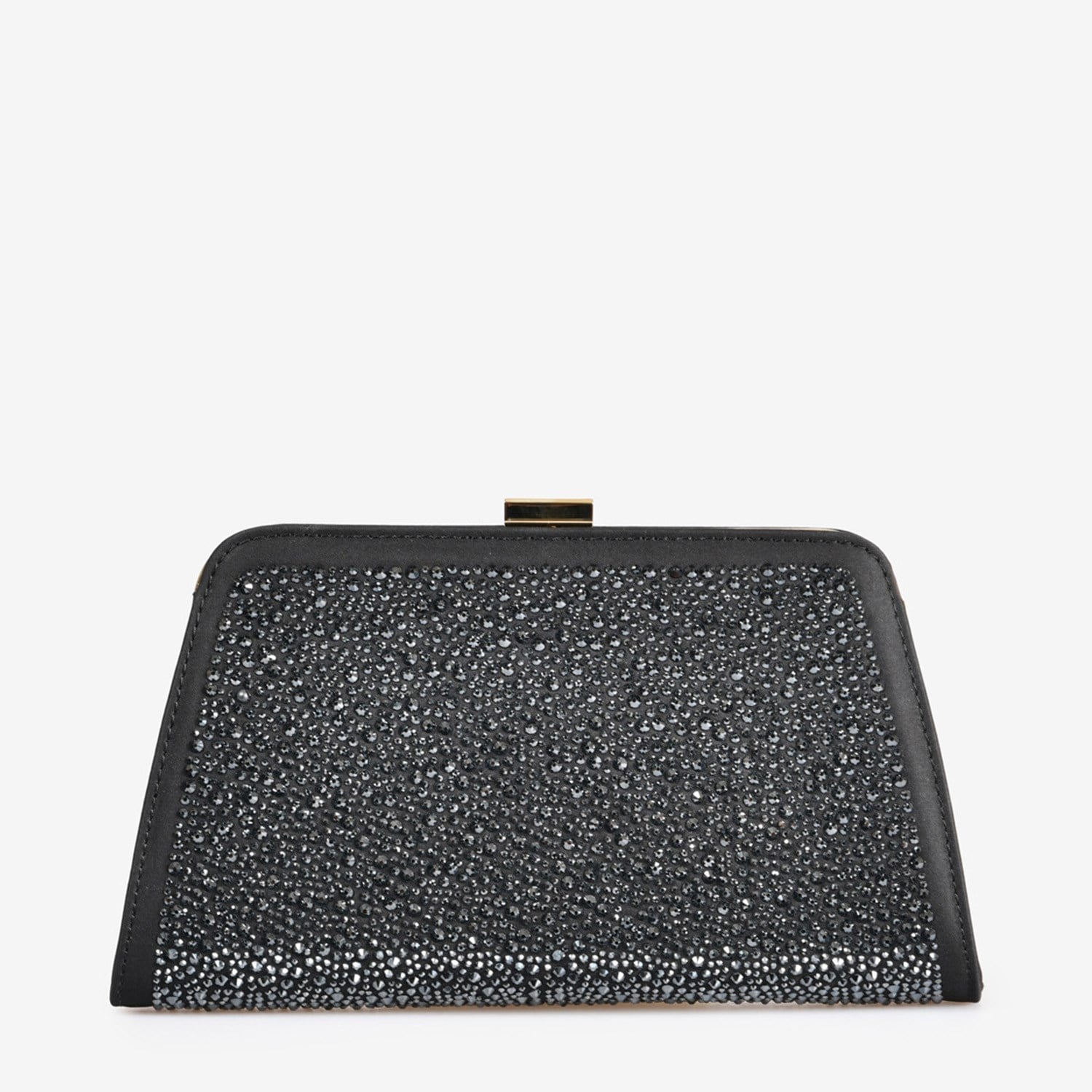 Siyah Saten Taşlı Kadın Abiye El Çantası