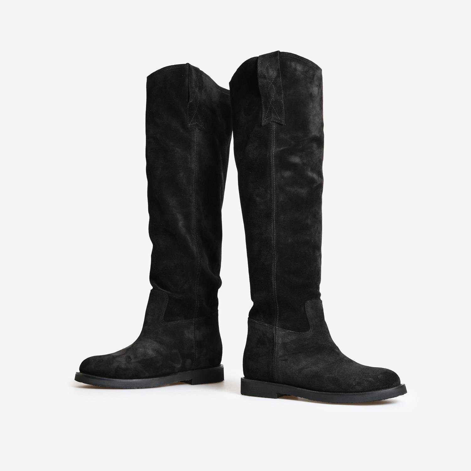 Siyah Süet Düz Kadın Çizme