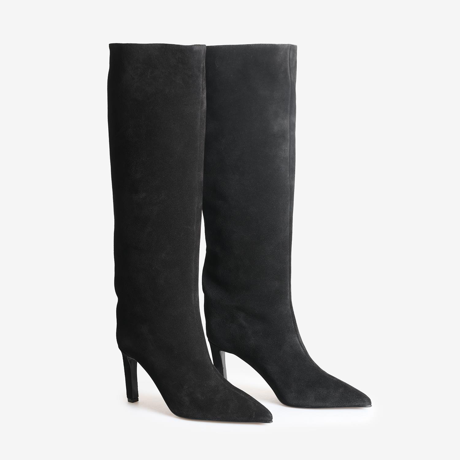 Siyah Süet Düz Kadın Çizme