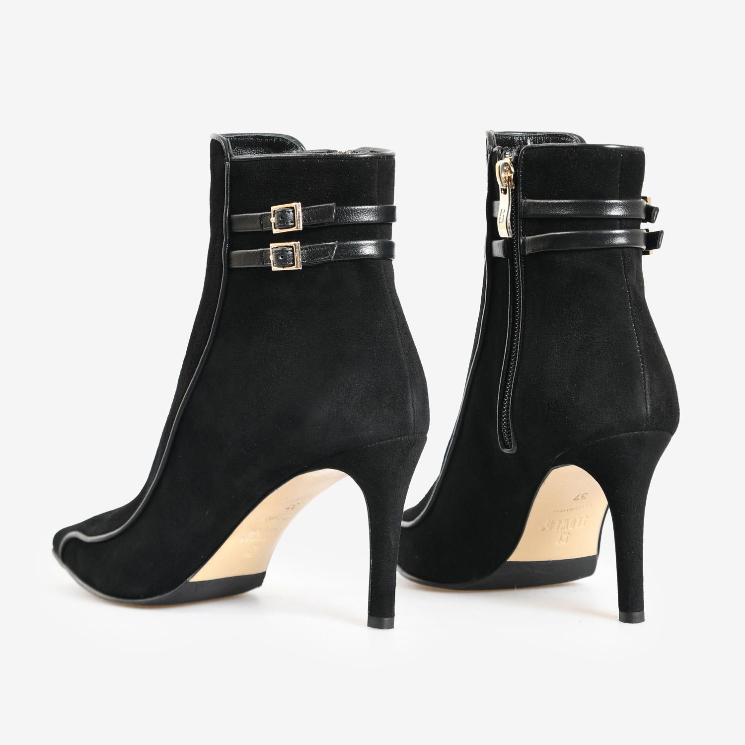 Siyah Süet Kadın Abiye Bot