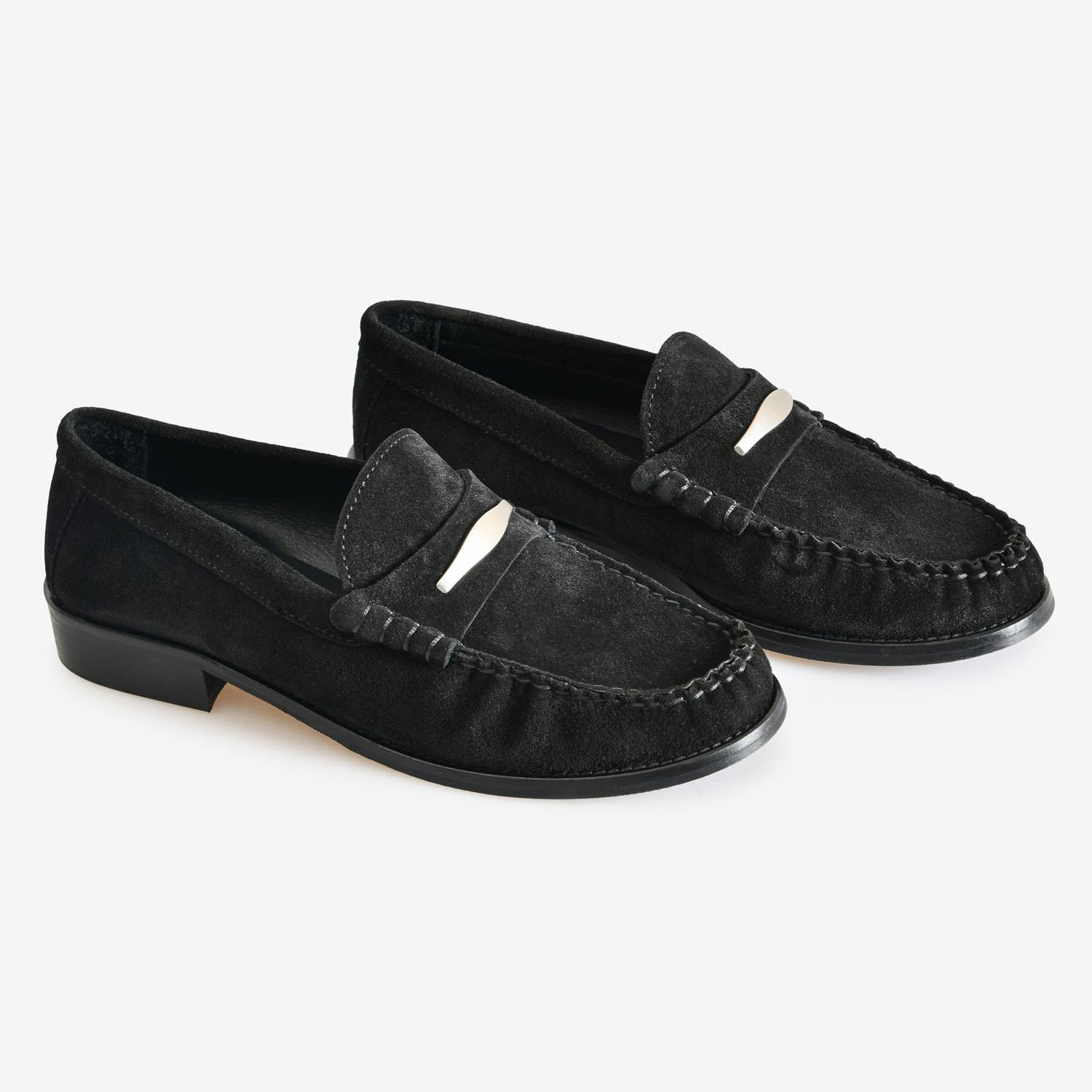 Siyah Süet Kadın Loafer
