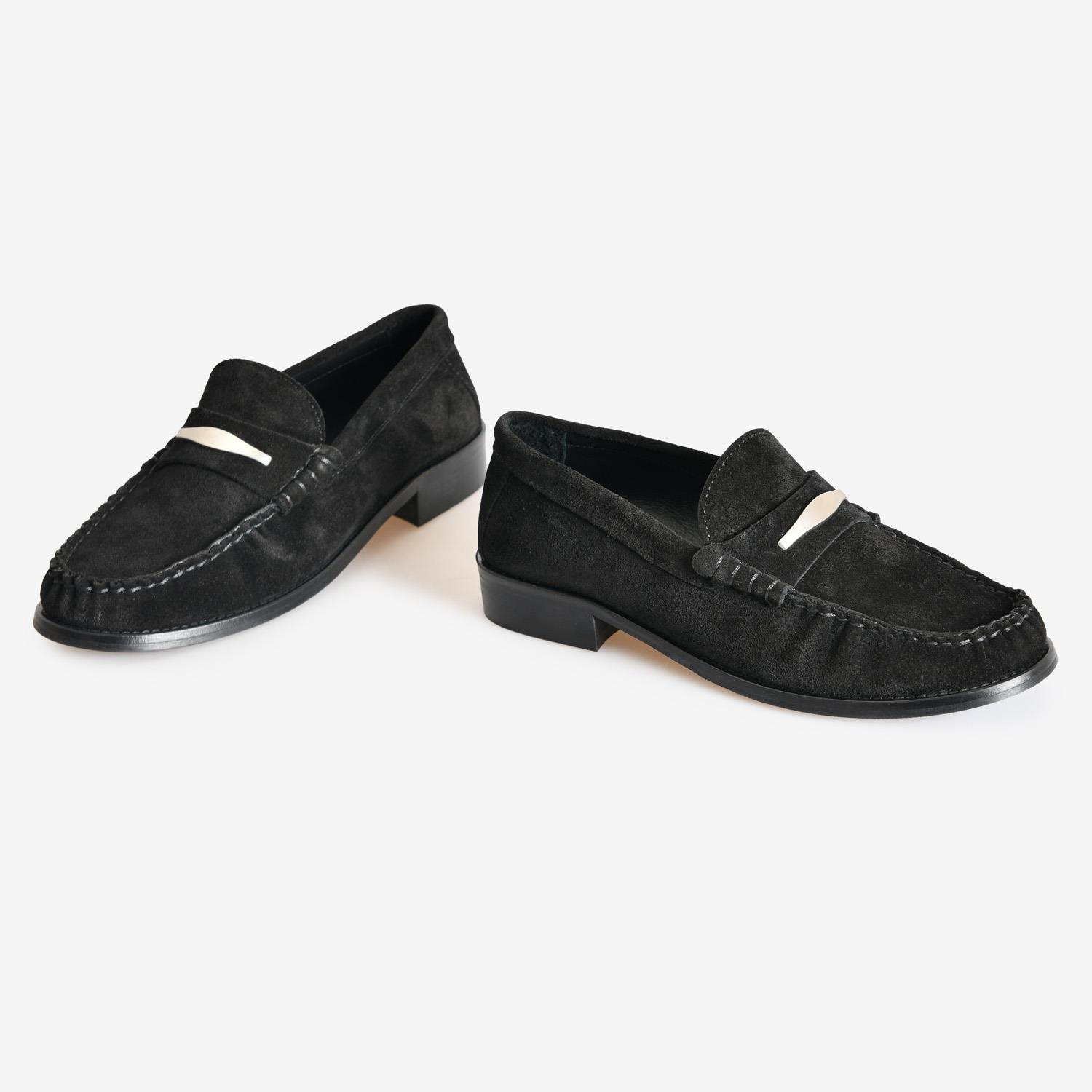 Siyah Süet Kadın Loafer