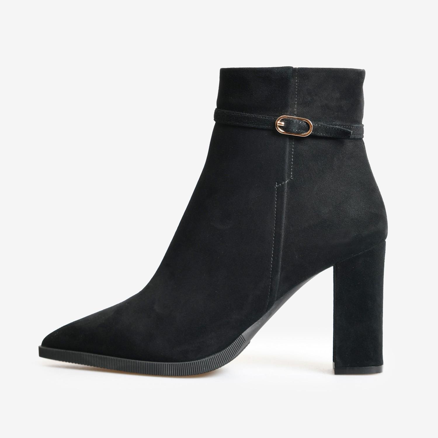 Siyah Süet Kemer Detaylı Kadın Abiye Bot