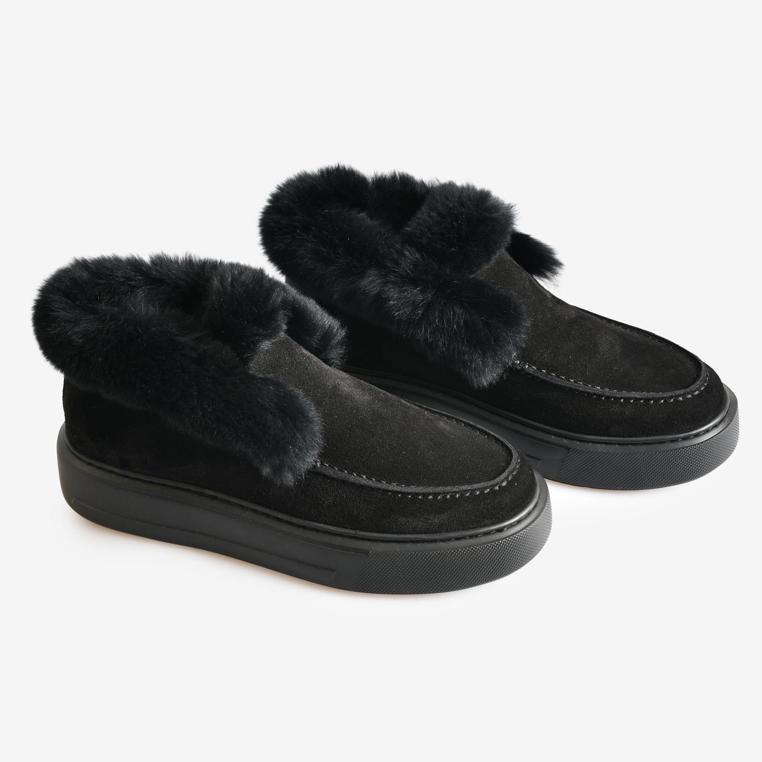 Siyah Süet Kürklü Kadın Bot