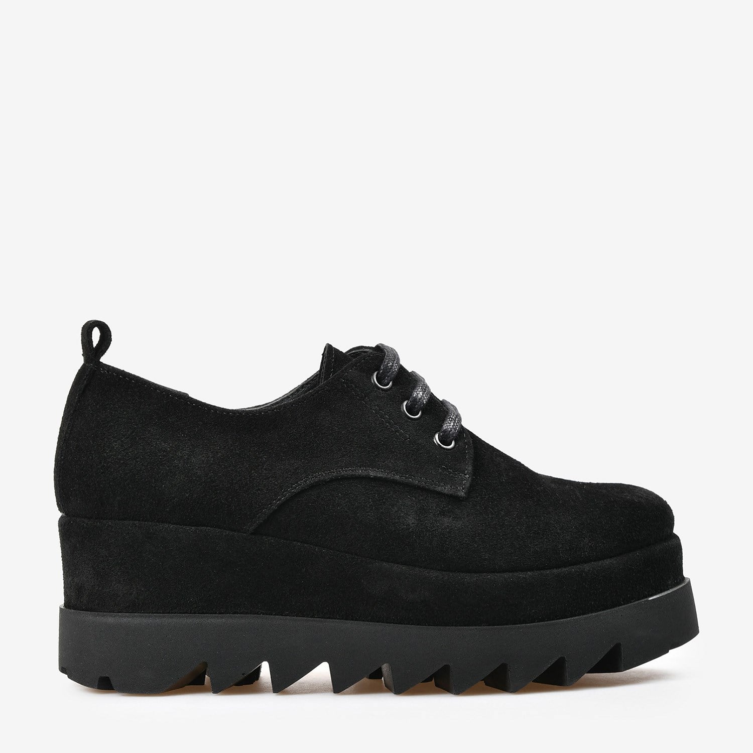 Siyah Süet Platform Taban Kadın Loafer