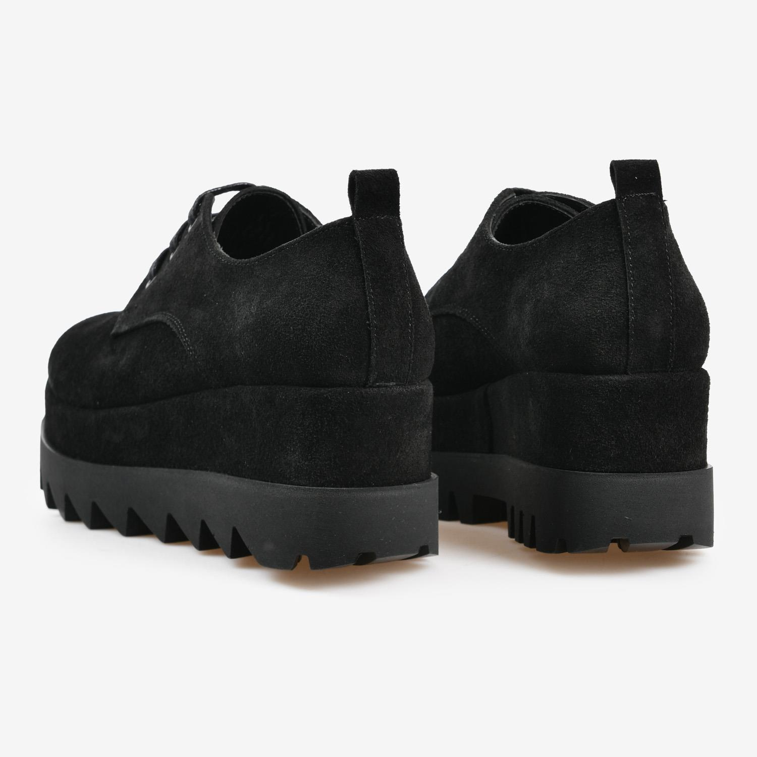 Siyah Süet Platform Taban Kadın Loafer