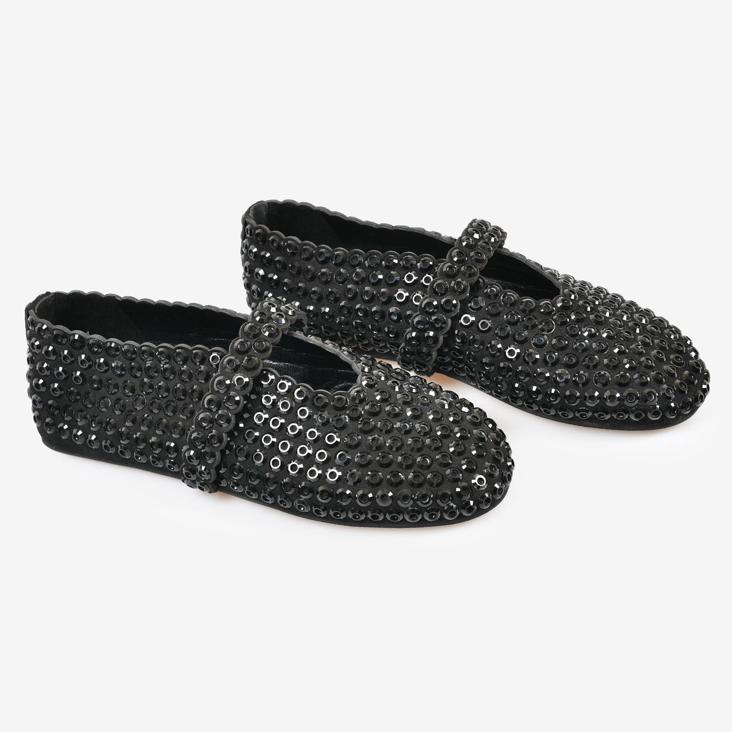 Siyah Süet Taşlı Kadın Babet