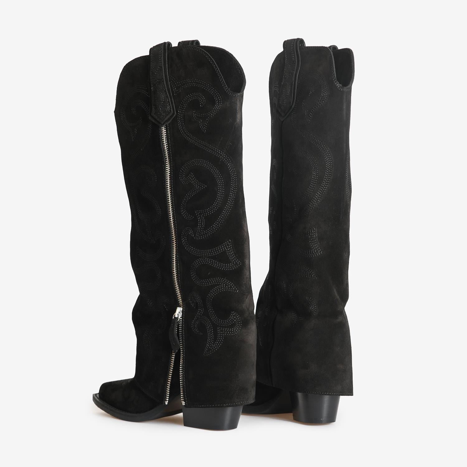 Siyah Süet Wester Kadın Çizme