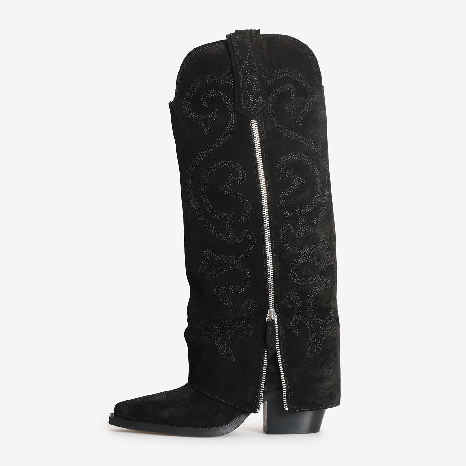 Siyah Süet Wester Kadın Çizme