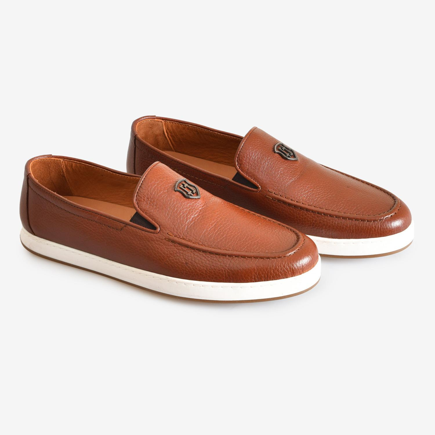 Taba Deri Düz Erkek Loafer