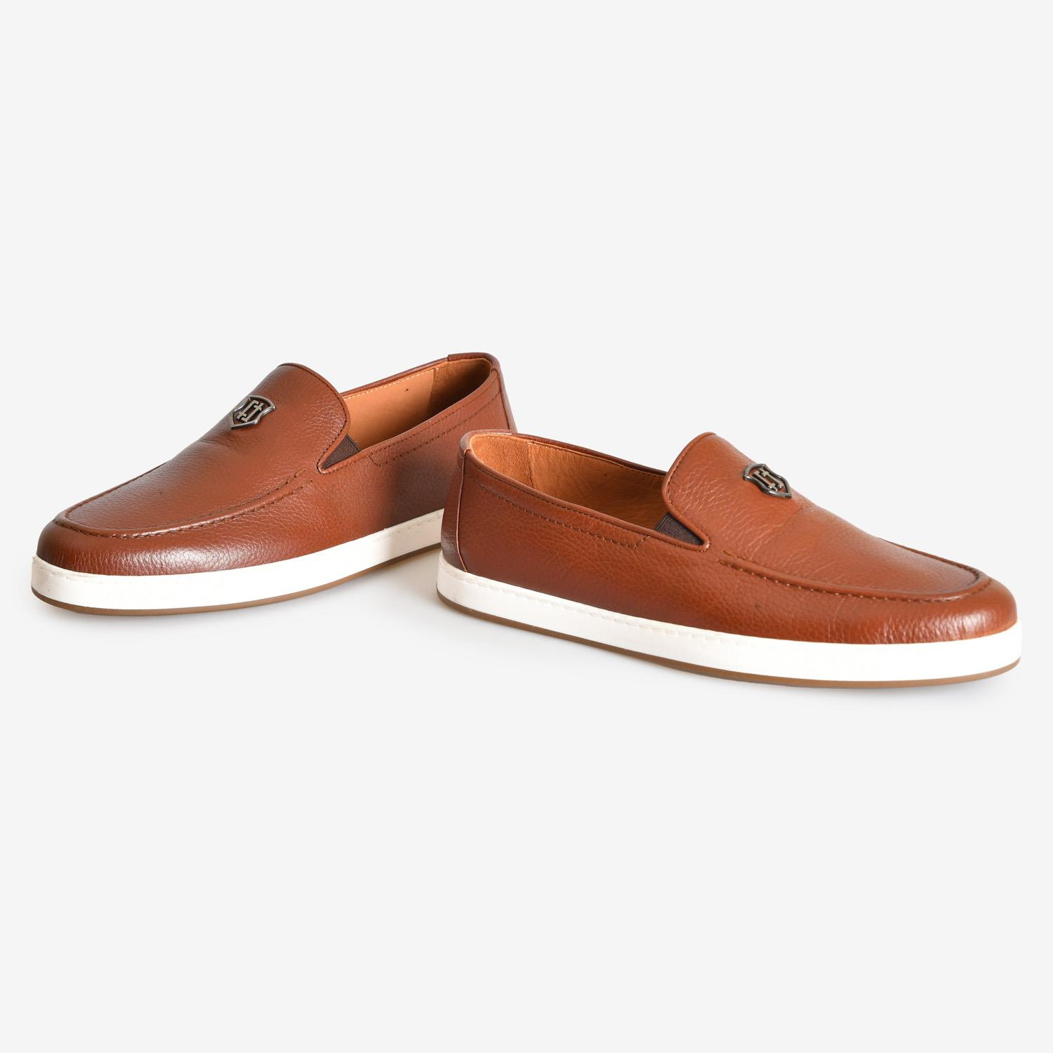 Taba Deri Düz Erkek Loafer