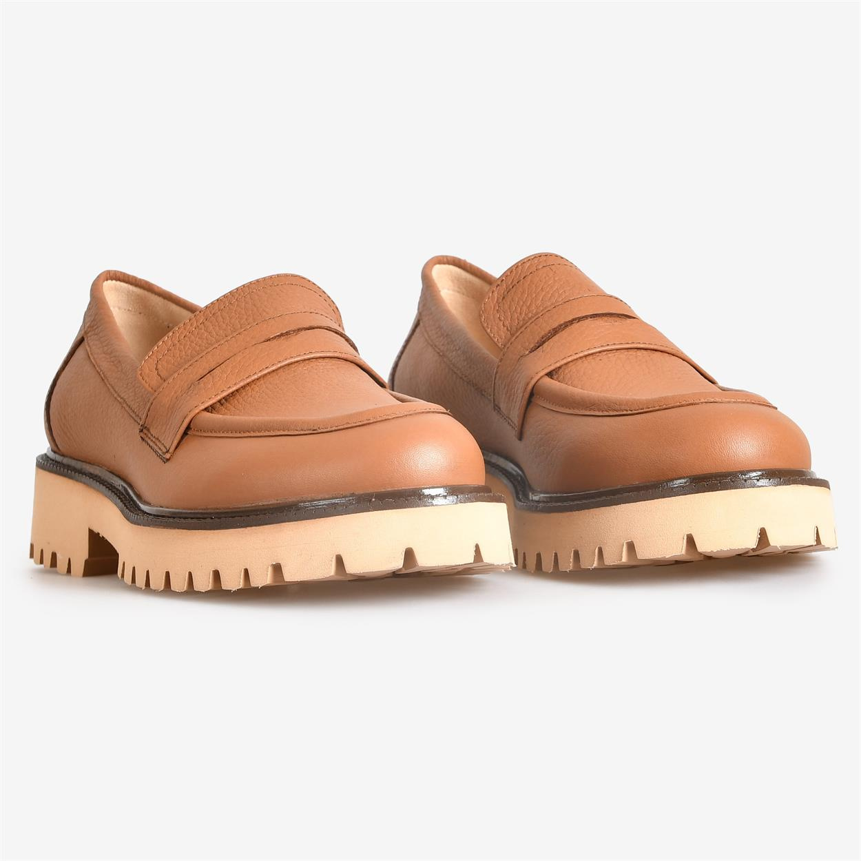 Taba Deri Kadın Loafer