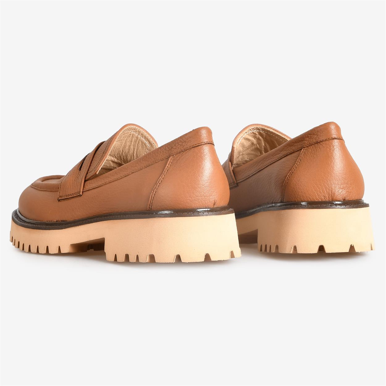 Taba Deri Kadın Loafer